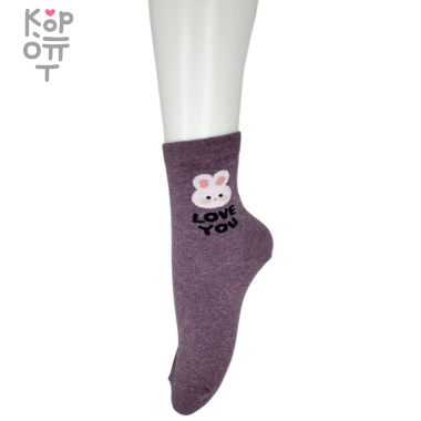 Slazenger - Носки средние женские, Зайчик Love You 23-25см., 1 пара. — Корейские товары для всей семьи(КорОпт)