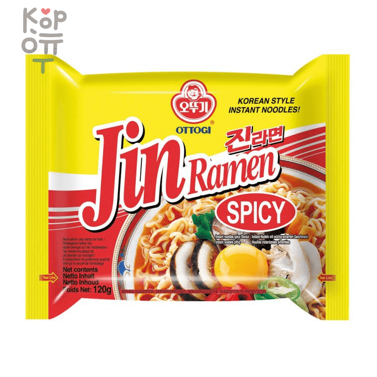 Ottogi Jin Ramen (Hot) - Лапша со вкусом грибов 120гр., купить с доставкой на дом фото 1 — Корейские товары для всей семьи(КорОпт)