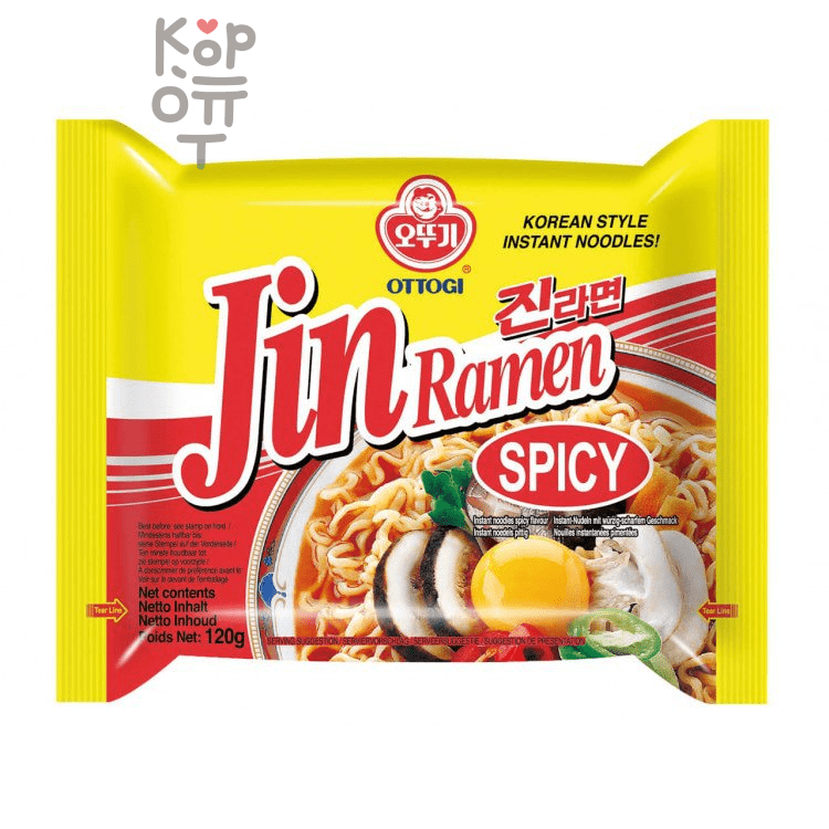 Ottogi Jin Ramen (Hot) - Лапша со вкусом грибов 120гр.