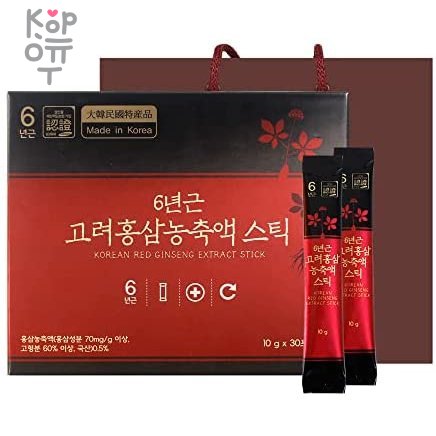 Jungwonsam 6 Years Red Ginseng Extract Stick - Стик с экстрактом красного женшеня 6-летней выдержки, 10гр*30шт., купить с доставкой на дом Отличная, поливитаминная пищевая добавка, содержащая комплекс витаминов, лактобактерии, цинк, молозиво, карбонат кальция, магний, красный женьшень, рога оленя - все это поливитаминная пищевая добавка, для здорового развития ребёнка и для укрепления иммунитета.