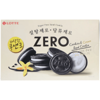 LOTTE ZERO Cookies & Cream Sand Cookies - Печенье с ванильной начинкой, без сахара 288гр.