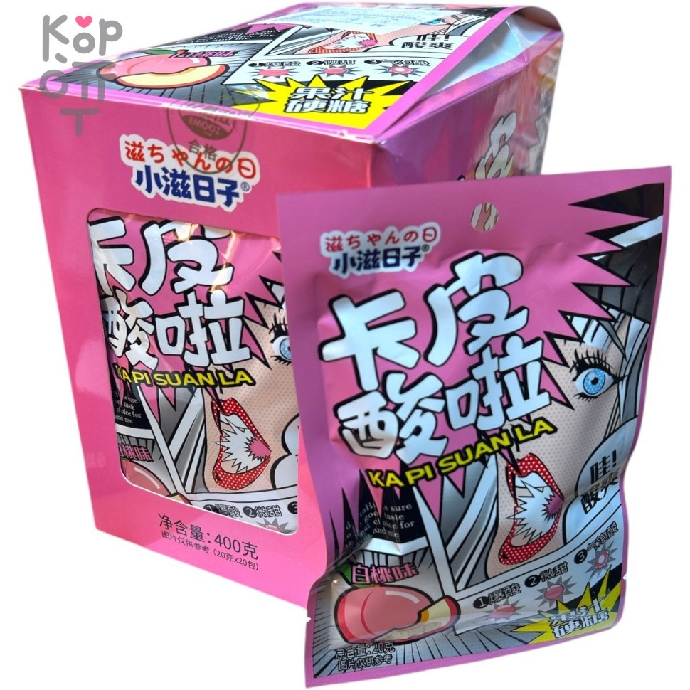 Кислая карамель Kapi Suan Sour Candy - Кислый взрыв со вкусом белого Персика, купить с доставкой на дом фото 1 — Корейские товары для всей семьи(КорОпт)