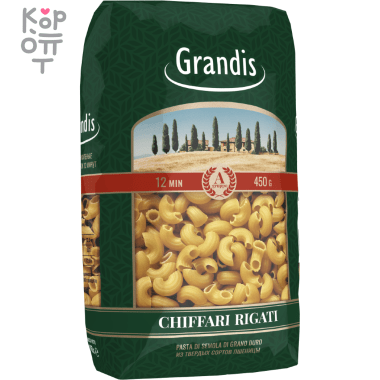 Grandis Chiffari Rigati Рожки Рифленные - Макаронные изделия 450гр.*20шт.  &mdash; Корейские товары для всей семьи(КорОпт)