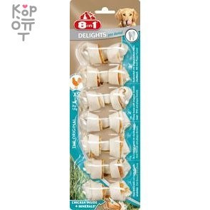 8in1 DENTAL DELIGHTS XS косточки с куриным мясом для мелких собак с минералами 7,5 см 7 шт