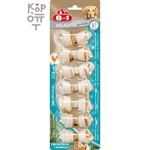 8in1 DENTAL DELIGHTS XS косточки с куриным мясом для мелких собак с минералами 7,5 см 7 шт