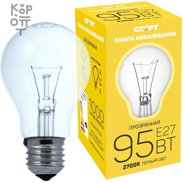 Лампа СТАРТ Б 95Вт Е27, купить с доставкой на дом фото 1 — Корейские товары для всей семьи(КорОпт)