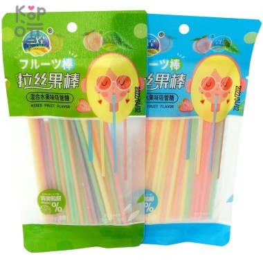 Конфеты Sanhuang Mixed Fruit Flavor Фруктовая трубочки, синяя упаковка(Зеленые и синие пакетики) — Корейские товары для всей семьи(КорОпт)