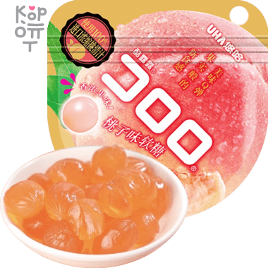 UHA CORORO Fruit Juice Gummy Peach - Жевательные конфеты, в японском стиле, с фруктовым соком и со вкусом белого персика, 52гр. &mdash; Корейские товары для всей семьи(КорОпт)