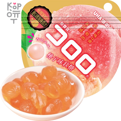UHA CORORO Fruit Juice Gummy Peach - Жевательные конфеты, в японском стиле, с фруктовым соком и со вкусом белого персика, 52гр.