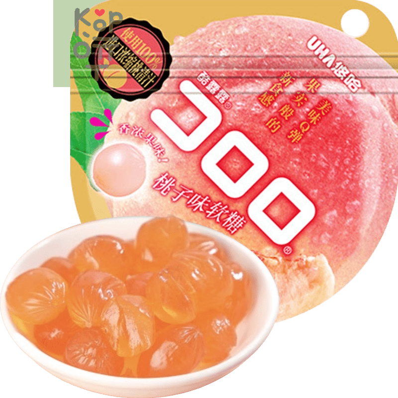 UHA CORORO Fruit Juice Gummy Peach - Жевательные конфеты, в японском стиле, с фруктовым соком и со вкусом белого персика, 52гр.