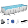Каркасный прямоугольный бассейн Bestway Power Steel Frame Pool модель 5611Z, 640*274*132см(19281л.), фильтрующий насос, тент, лестница в комплекте, купить с доставкой на дом фото 1 — Корейские товары для всей семьи(КорОпт)