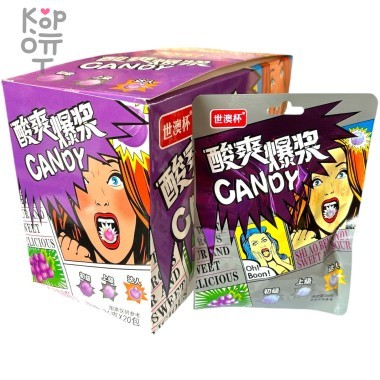Кислая карамель Oh Boon Sour Candy - Опасная кислота со вкусом Черники &mdash; Корейские товары для всей семьи(КорОпт)