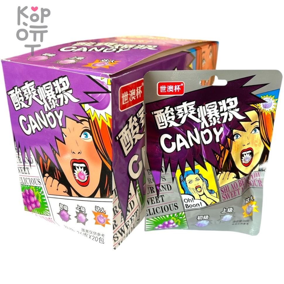 Кислая карамель Oh Boon Sour Candy - Опасная кислота со вкусом Черники, купить с доставкой на дом фото 1 &mdash; Корейские товары для всей семьи(КорОпт)
