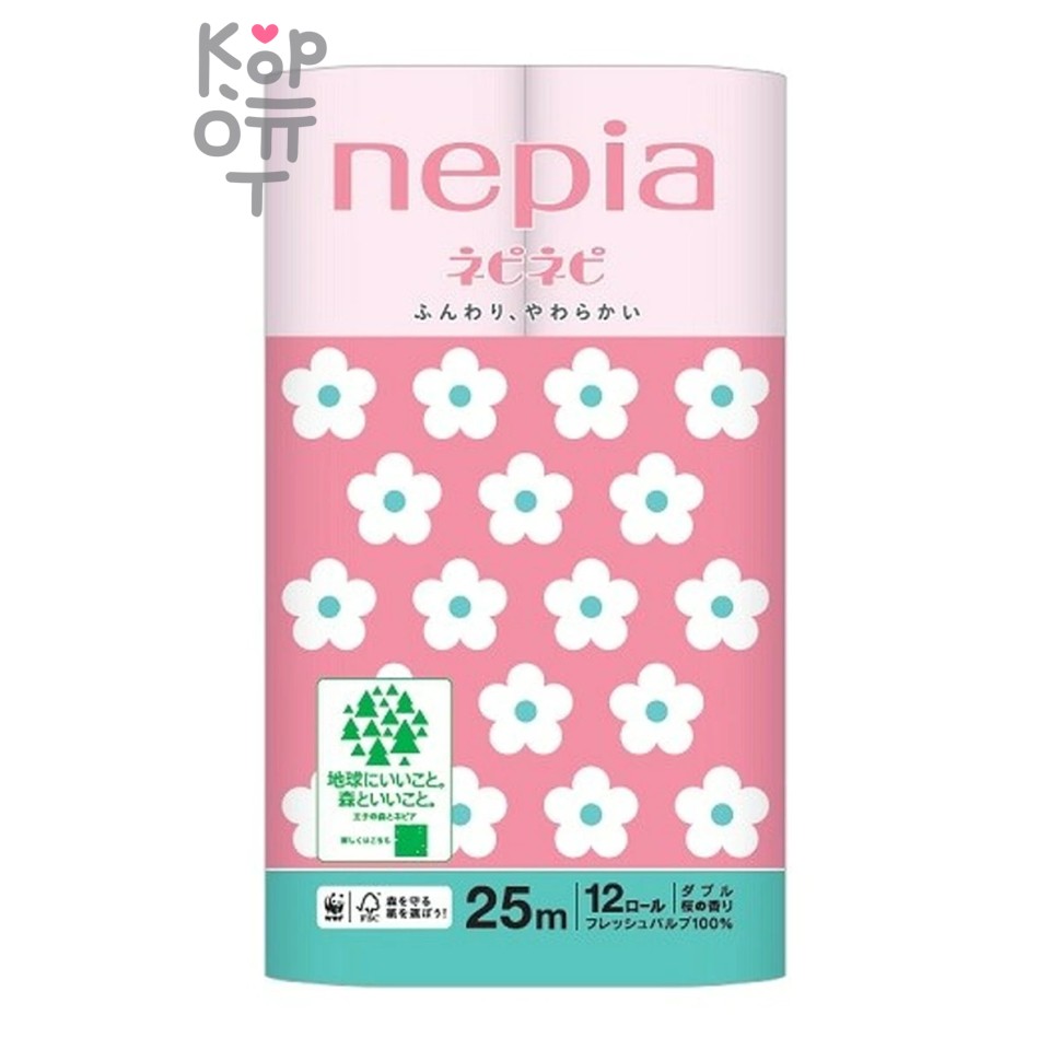 274683 "NEPIA" "nepi nepi" Ароматиз. двухслойная туалетная бумага 25м (12 рулонов, аромат сакуры)