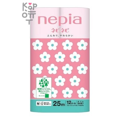 NEPIA "nepi nepi" — Ароматиз. двухслойная туалетная бумага 25 м (12 рулонов, аромат сакуры)