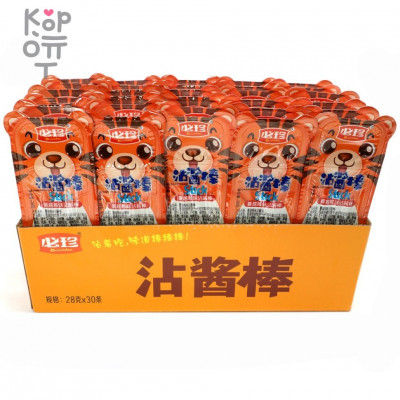 Печенье ShanjiangBang Dipping Sauce Cookie Bars Kids - Бисквитное печенье Тигра с нежным клубничным соусом, 28гр.