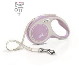 flexi рулетка NEW LINE Comfort S (до 15 кг) лента 5 м серый/розовый