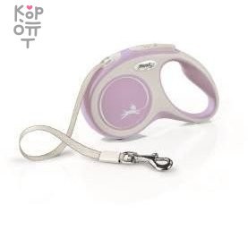 flexi рулетка NEW LINE Comfort S (до 15 кг) лента 5 м серый/розовый