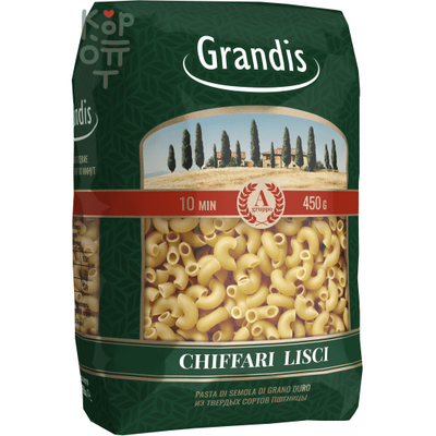 Grandis Chiffari Lisci Рожки Гладкие - Макаронные изделия 450гр., Коробка 20шт.