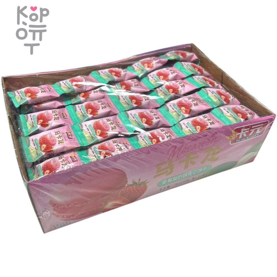 Macaroon Cake - Печенье Макарун хрустящее со вкусом Клубники, купить с доставкой на дом фото 1 — Корейские товары для всей семьи(КорОпт)