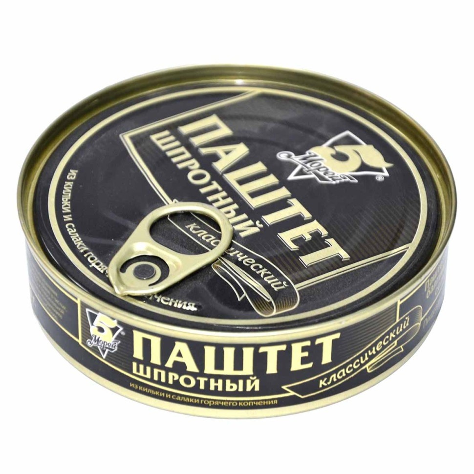 5 Morey — Sprat Pâté — Паштет шпротный классический 5 Морей, 170 г — коробка 36 шт