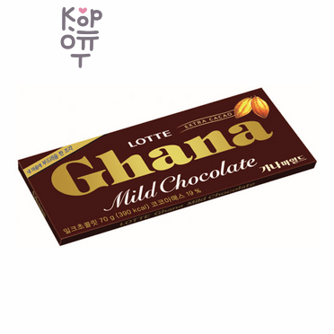 Lotte Ghana Mild Chocolate Bar - Шоколад Гана молочный, мягкий, 70гр.