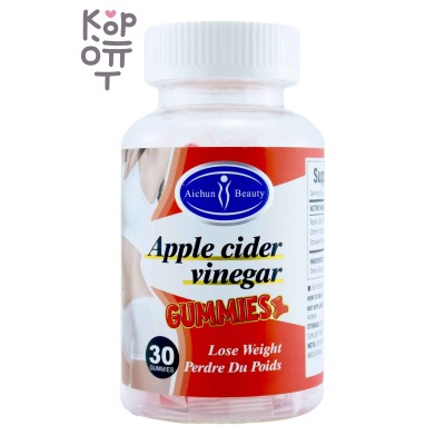 Aichun Beauty Apple Cider Vinegar Gummies — Желейные конфеты со вкусом яблока, 30 шт.