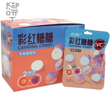 Конфета Холодок Happy Monkey Caihong Candy - Двойной фрукт Клубника и Виноград с витамином С &mdash; Корейские товары для всей семьи(КорОпт)