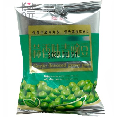 Peas Garlic Taste - Закуски Lian Yun, небольшие упаковки сушеного зеленого горошка, вкус Чеснока, 25гр.