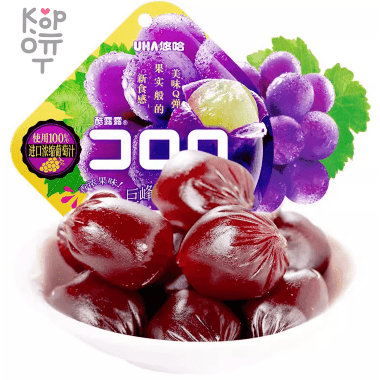 UHA CORORO Fruit Juice Gummy Grape - Жевательные конфеты, в японском стиле, с фруктовым соком и со вкусом Винограда, 52гр. &mdash; Корейские товары для всей семьи(КорОпт)