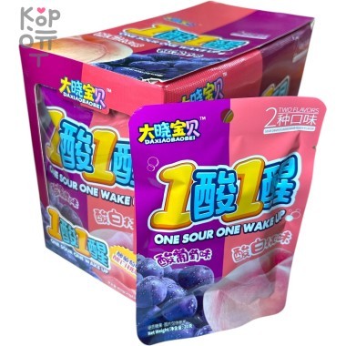 Кислая карамель On Sour One Wake Up Candy - Два вкуса кислый, второй леденящий - Виноград и Персик — Корейские товары для всей семьи(КорОпт)