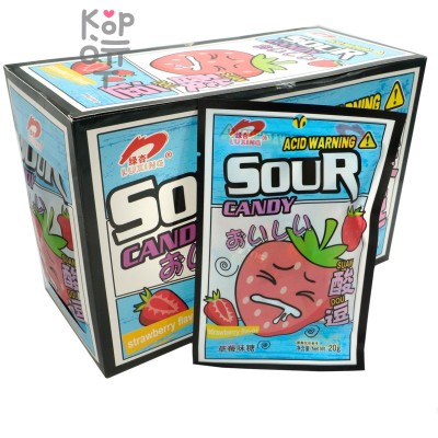 Кислая и освежающая карамель Luxing Acid Warning Sour Candy - со вкусом Клубники