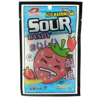 Кислая и освежающая карамель Luxing Acid Warning Sour Candy - со вкусом Клубники