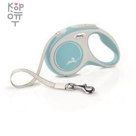 flexi рулетка NEW LINE Comfort S (до 15 кг) лента 5 м серый/голубой, купить с доставкой на дом фото 1 — Корейские товары для всей семьи(КорОпт)