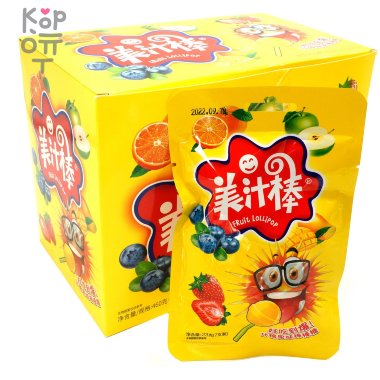 Леденец с восхитительным фруктовым вкусом Fruit Lolipop на палочке, 23гр. — Корейские товары для всей семьи(КорОпт)