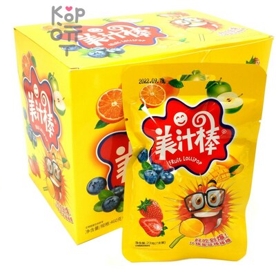 Леденец с восхитительным фруктовым вкусом Fruit Lolipop на палочке, 23гр.