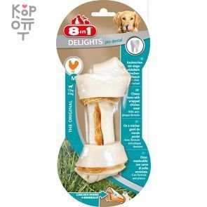8in1 DENTAL DELIGHTS M косточка с куриным мясом для средних и крупных собак с минералами 14,5 см