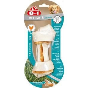 8in1 DENTAL DELIGHTS M косточка с куриным мясом для средних и крупных собак с минералами 14,5 см