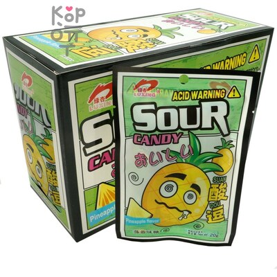 Кислая и освежающая карамель Luxing Acid Warning Sour Candy - со вкусом Ананаса