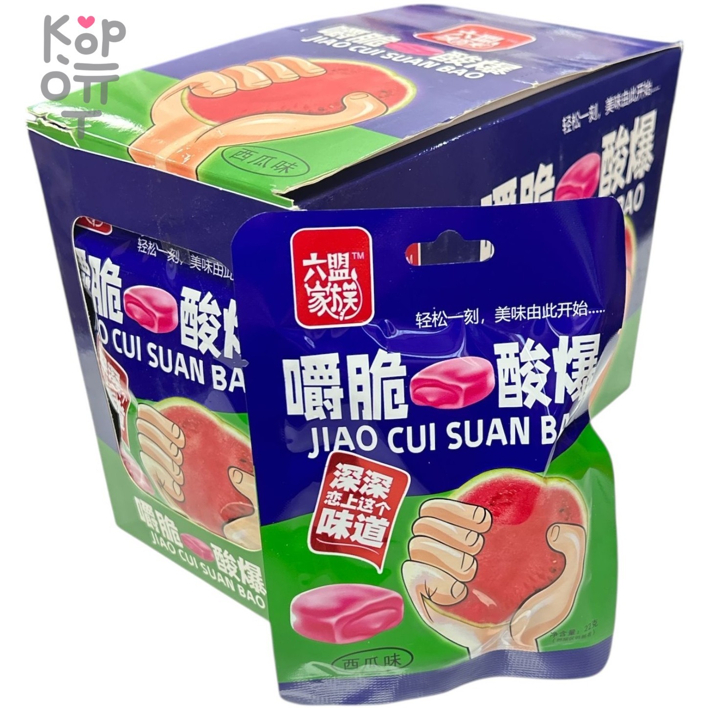 Жевательная конфета Jiao Cui с взрывным вкусом Арбуза, купить с доставкой на дом фото 1 &mdash; Корейские товары для всей семьи(КорОпт)