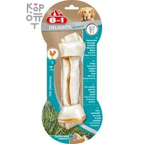 8in1 DENTAL DELIGHTS L косточка с куриным мясом для крупных собак с минералами 21 см