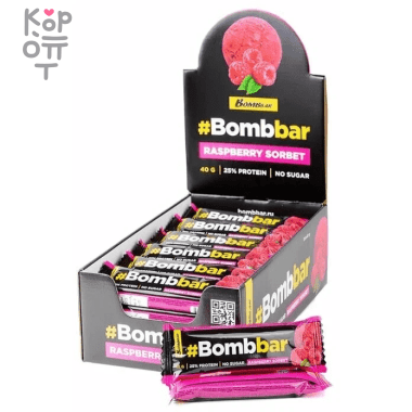 Батончик глазированный Малиновый сорбет "BOMBBAR Slim" 40 гр. &mdash; Корейские товары для всей семьи(КорОпт)