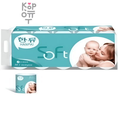 Hanpai - Туалетная бумага SOFT c втулкой, 3-х слойная, размер листа 101*137мм., 10 рулонов.