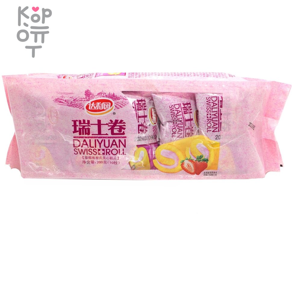 Сливочный рулет Swiss Roll со вкусом Клубники, купить с доставкой на дом фото 1 &mdash; Корейские товары для всей семьи(КорОпт)