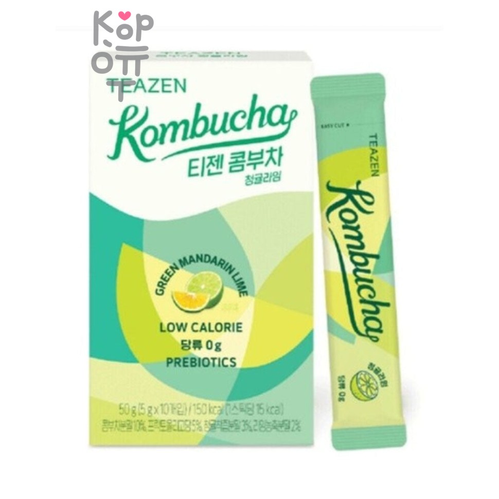 Чай (Комбуча), со вкусом Зеленый мандарин и Лайм/Kombucha Green Mandarin Lime, Teazen
