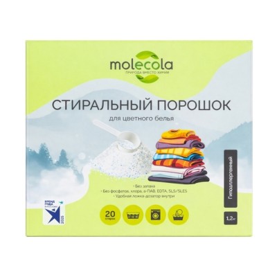 Стиральный порошок, для цветного белья экологичный, Molecola