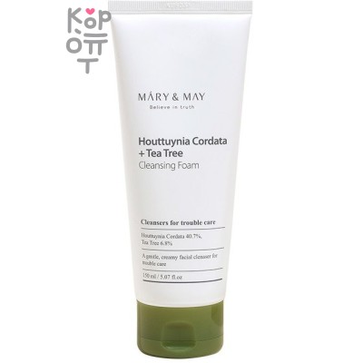 Mary&amp;May Houttuynia Cordata + Tea Tree Cleansing Foam - Очищающая пенка с хауттюйнией и чайным деревом, 150мл.