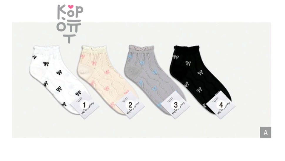 Kikiya Socks - женские средние носки с бантиками, арт. 22076, черный