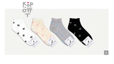 Kikiya Socks - женские средние носки с бантиками, артикул 22076, черный