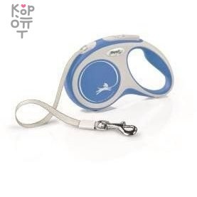 flexi рулетка NEW LINE Comfort S (до 15 кг) лента 5 м серый/синий — Корейские товары для всей семьи(КорОпт)